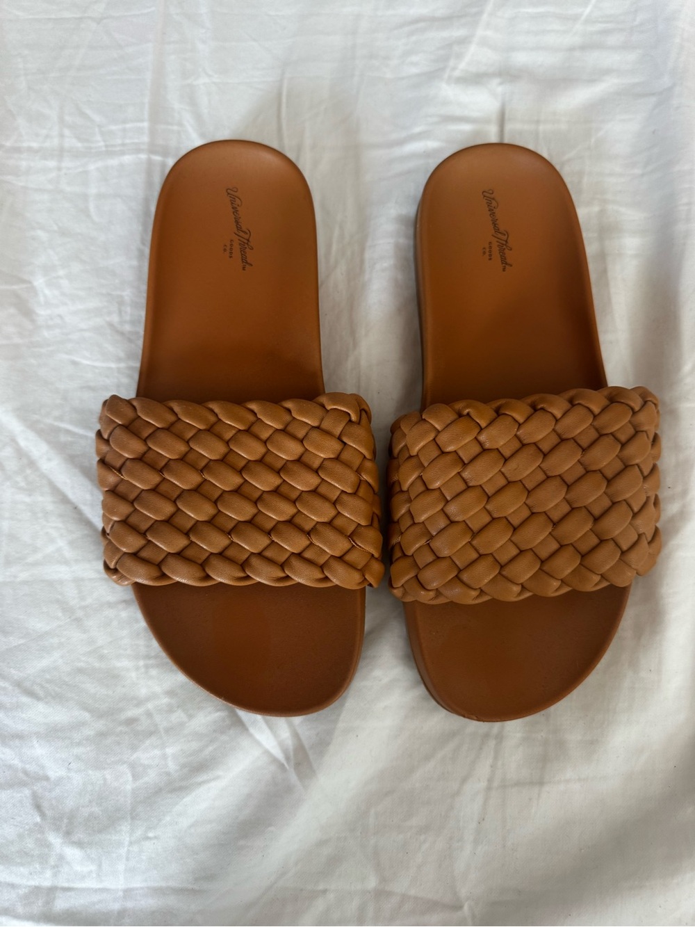 NWOT Universal Thread Braided Slide Sandals in Cognac Brown- wide